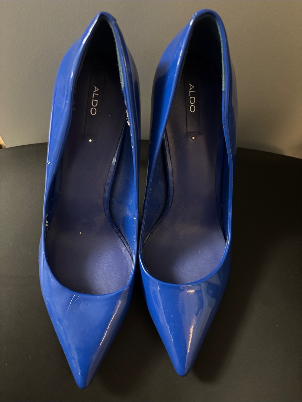 Aldo Electric Blue Patent Pointed-Toe Pumps